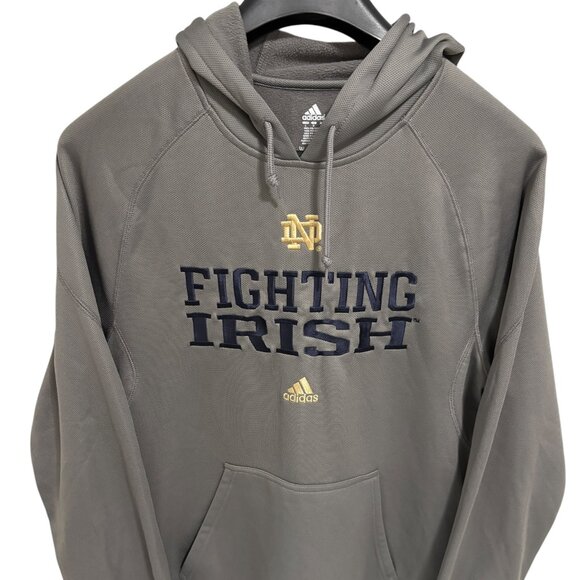 Adidas Notre Dame Fighting Irish Hooded Sweatshirt Mens Size Large Embroidered - Picture 1 of 6